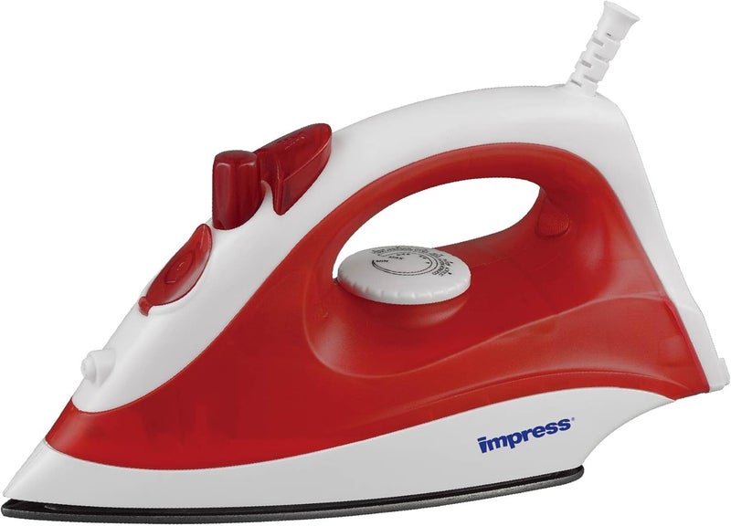 Impress Basic Clothing Iron | Non-Stick | Compact | Spray | Adjustable Steam | Fabric Selector | Swivel Cord | Lightweight | 1200-Watt (Red) - Image 1